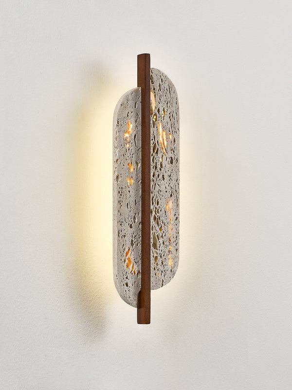 yellow travertine rusted metal wall sconce