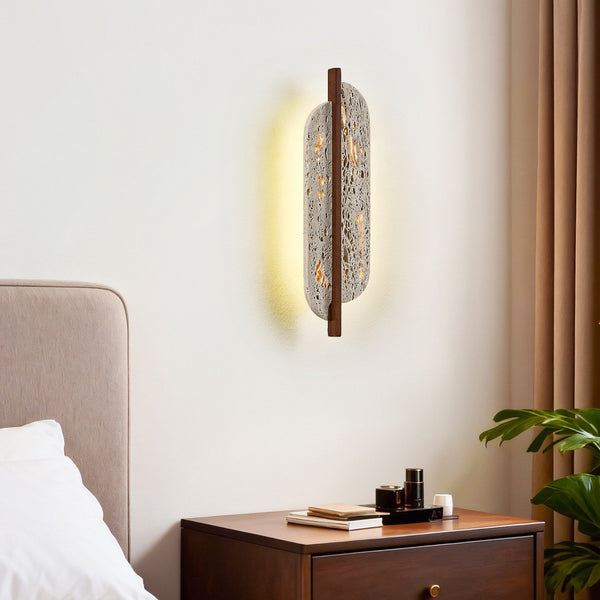 yellow travertine rusted metal wall sconce