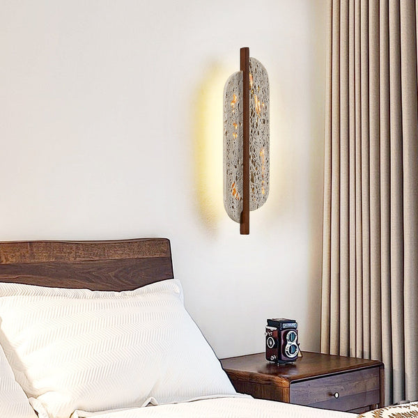 yellow travertine rusted metal wall sconce
