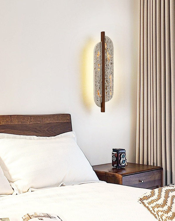 yellow travertine rusted metal wall sconce