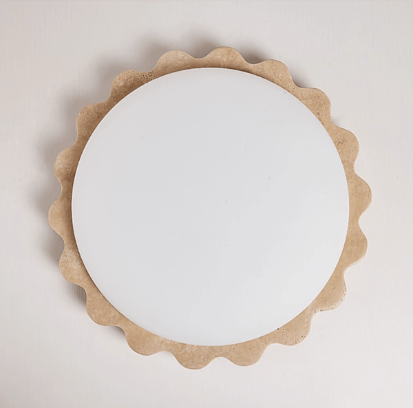 yellow travertine scallop flush mount ceiling light