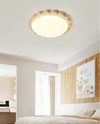 yellow travertine scallop flush mount ceiling light