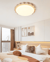 yellow travertine scallop flush mount ceiling light