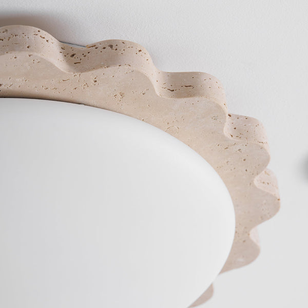 yellow travertine scallop flush mount ceiling light