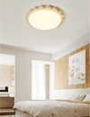 yellow travertine scallop flush mount ceiling light