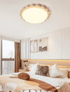 yellow travertine scallop flush mount ceiling light