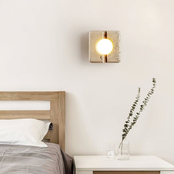yellow travertine sculptural led wall sconce 2