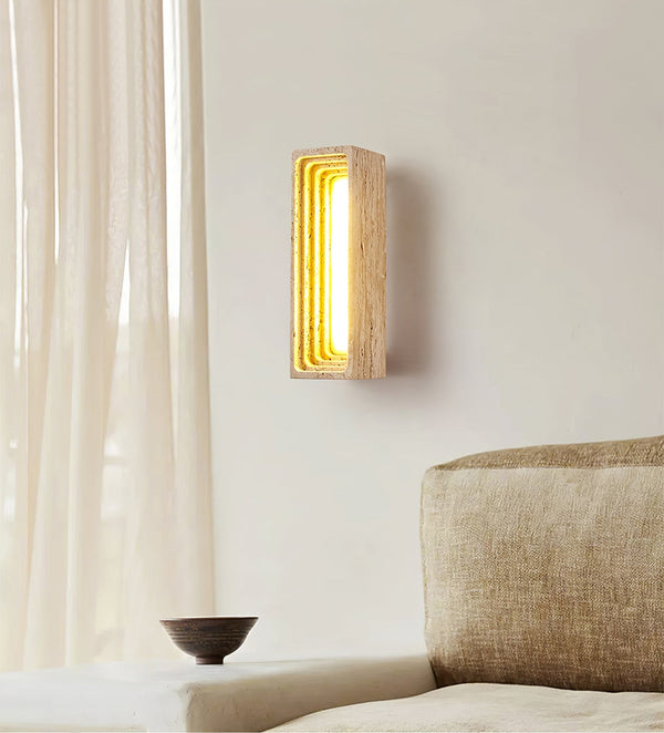 yellow travertine sculptural led wall sconce 3