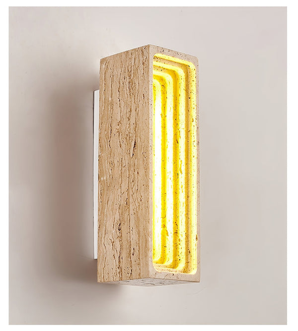 yellow travertine sculptural led wall sconce 3