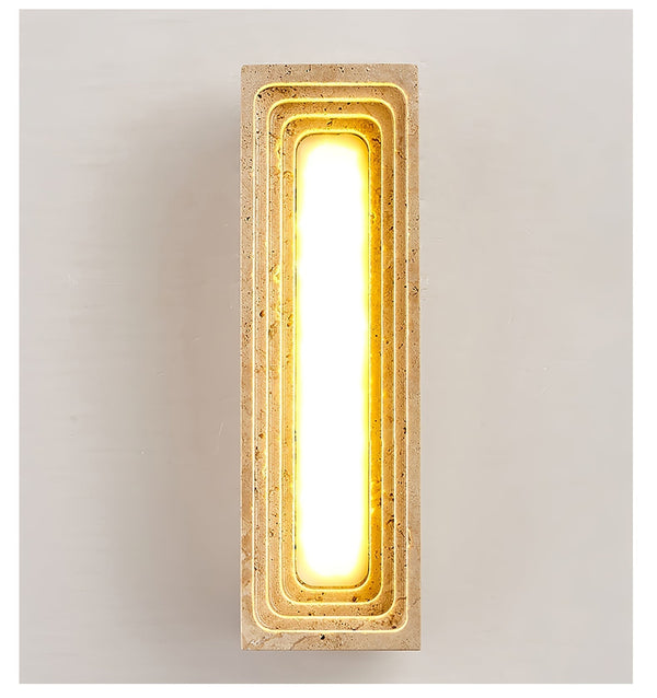 yellow travertine sculptural led wall sconce 3
