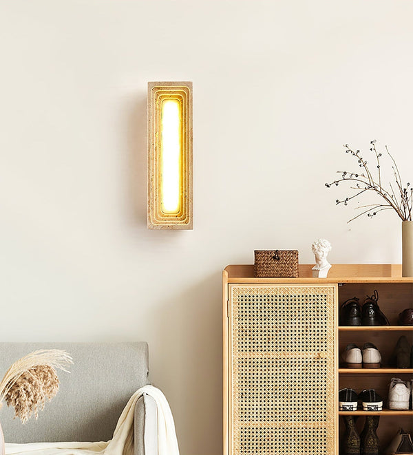 yellow travertine sculptural led wall sconce 3