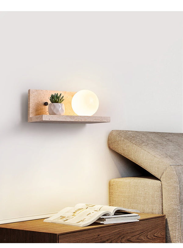 yellow travertine shelf wall sconce
