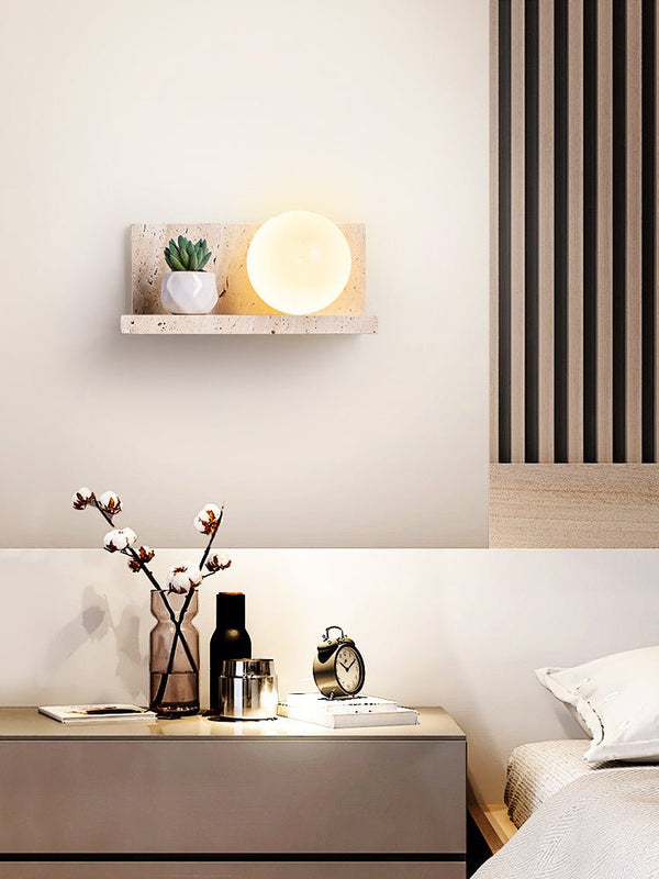 yellow travertine shelf wall sconce