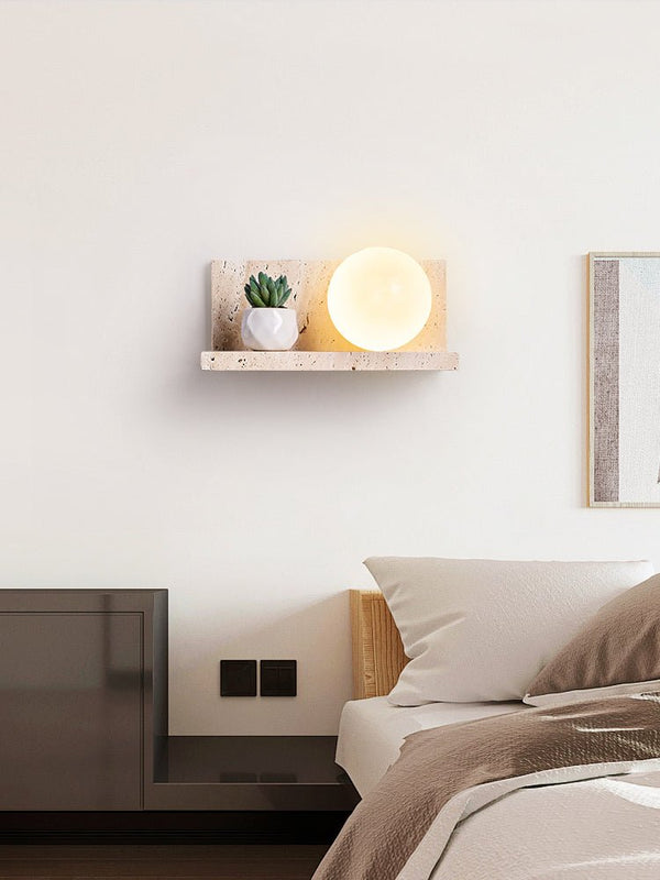 yellow travertine shelf wall sconce