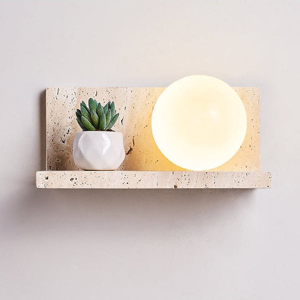 yellow travertine shelf wall sconce