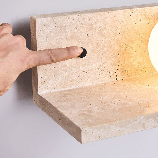 yellow travertine shelf wall sconce