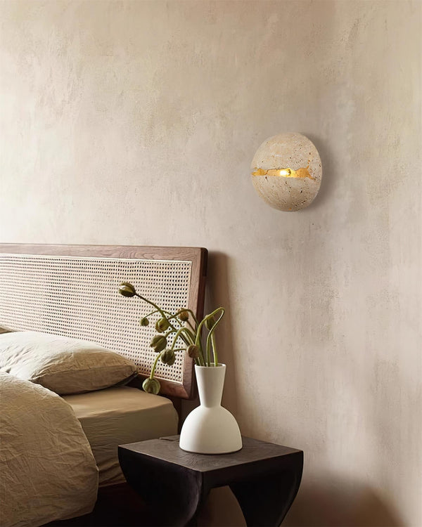 yellow travertine sphere iron wall lamp