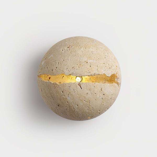 yellow travertine sphere iron wall lamp