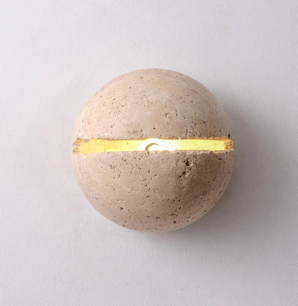 yellow travertine sphere iron wall lamp