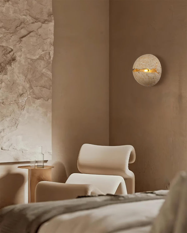 yellow travertine sphere iron wall lamp