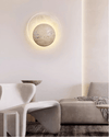 yellow travertine sphere led wall sconce