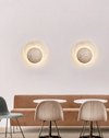 yellow travertine sphere led wall sconce