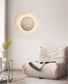 yellow travertine sphere led wall sconce