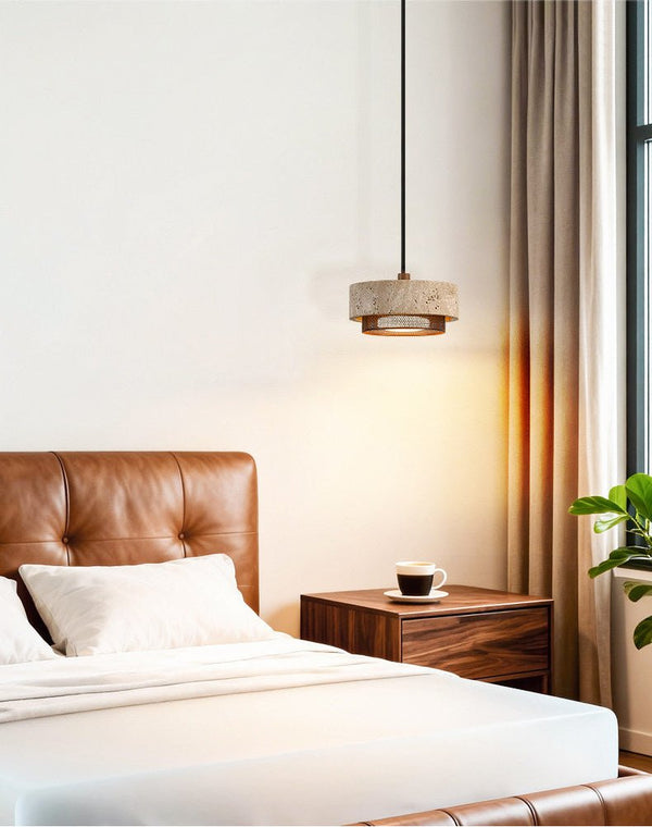 yellow travertine stone pendant light 2