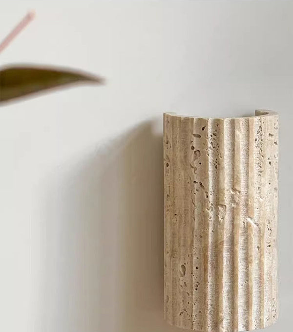 yellow travertine striped cylinder wall lamp