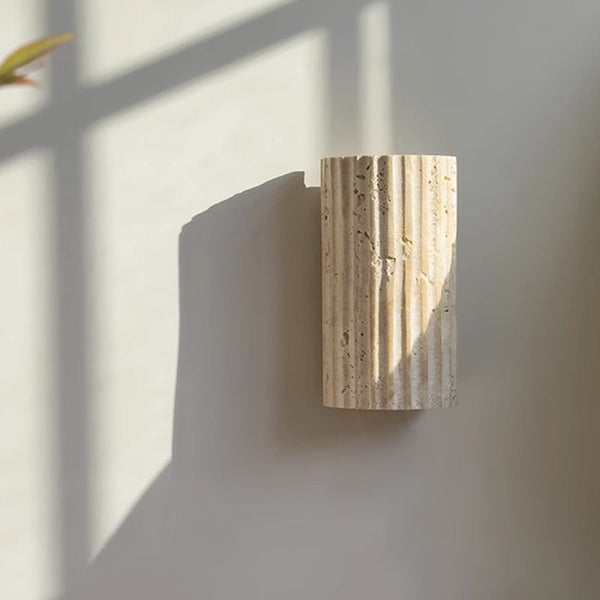 yellow travertine striped cylinder wall lamp