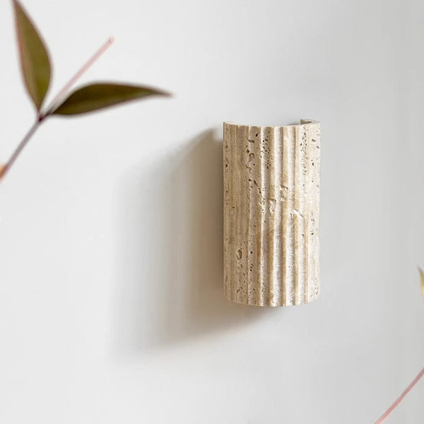 yellow travertine striped cylinder wall lamp
