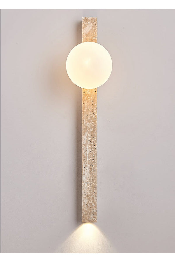 yellow travertine vertical wall sconce
