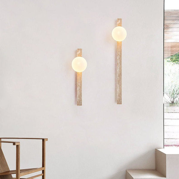 yellow travertine vertical wall sconce