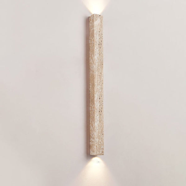 yellow travertine vertical wall sconce