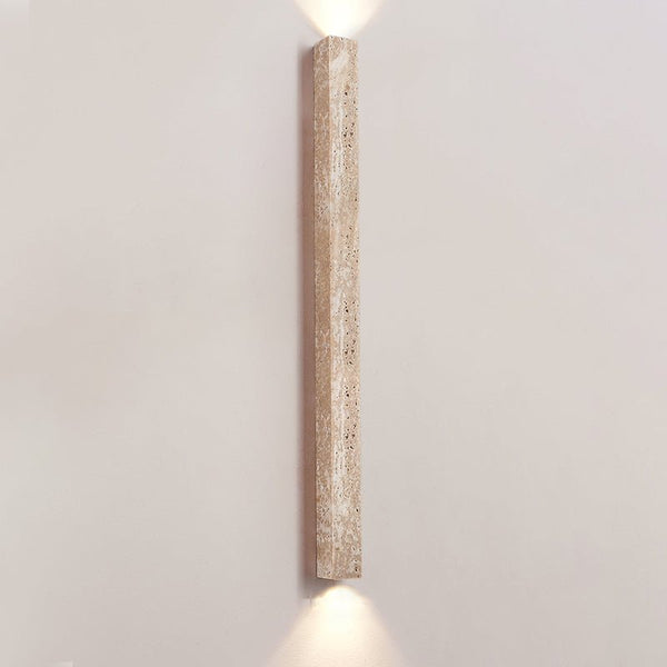 yellow travertine vertical wall sconce