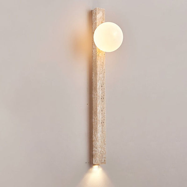 yellow travertine vertical wall sconce