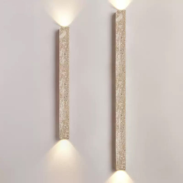 yellow travertine vertical wall sconce
