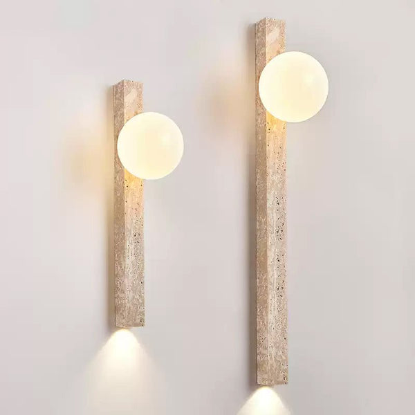 yellow travertine vertical wall sconce