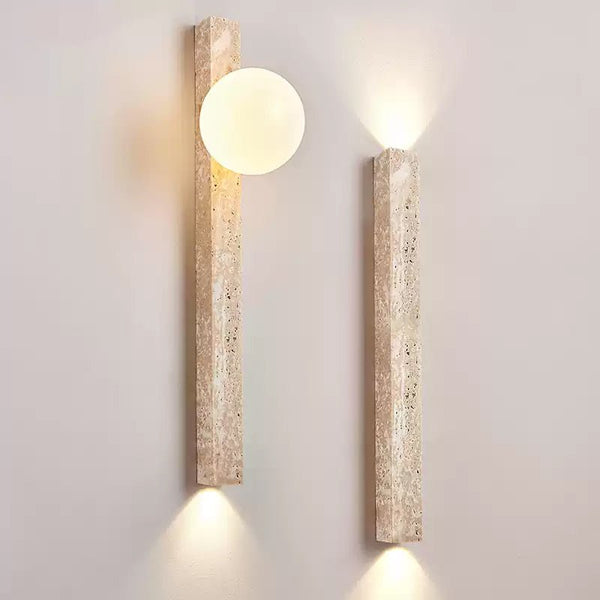 yellow travertine vertical wall sconce