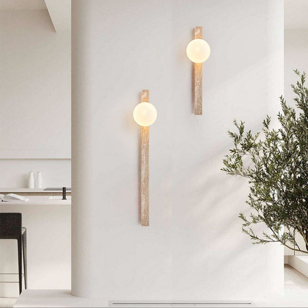 yellow travertine vertical wall sconce