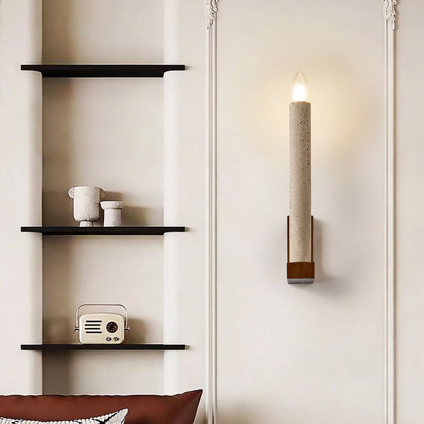 yellow travertine walnut candle wall sconce