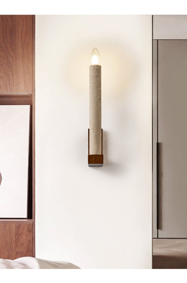 yellow travertine walnut candle wall sconce