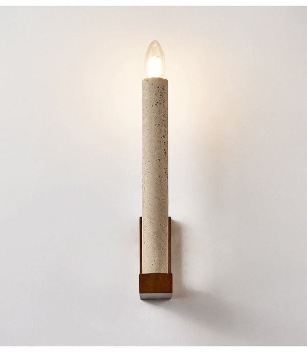 yellow travertine walnut candle wall sconce