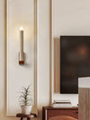 yellow travertine walnut candle wall sconce