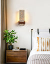 yellow travertine walnut cylinder wall sconce