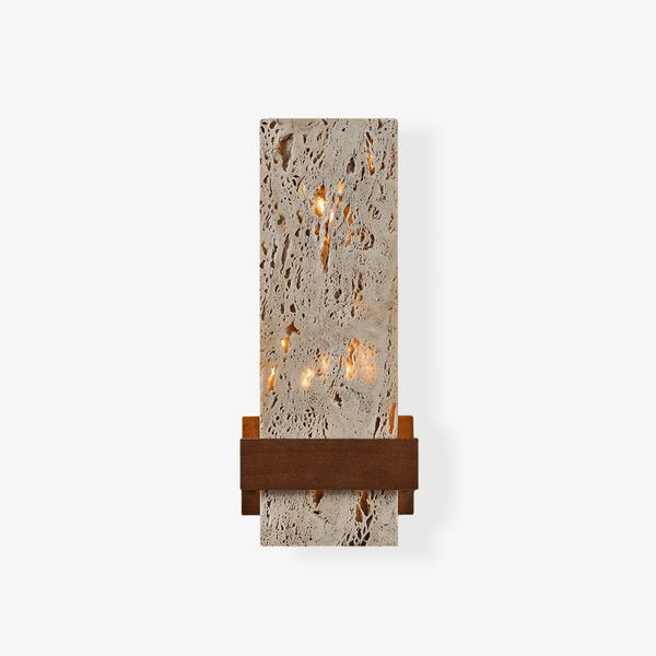 yellow travertine walnut cylinder wall sconce