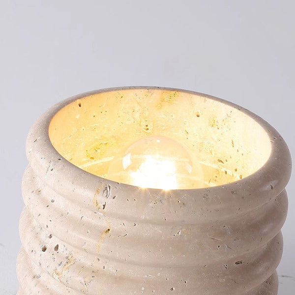 yellow travertine walnut drum flush mount ceiling light