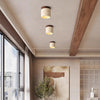yellow travertine walnut drum flush mount ceiling light