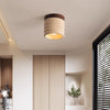 yellow travertine walnut drum flush mount ceiling light