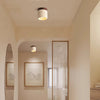 yellow travertine walnut drum flush mount ceiling light